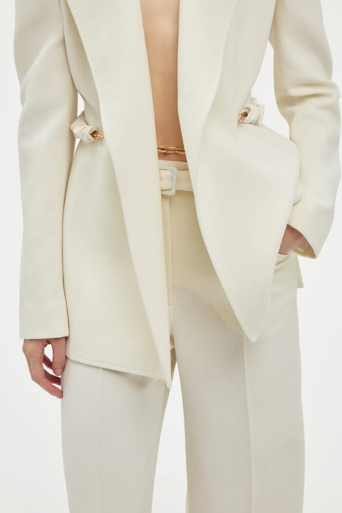 Norman Wide-leg Pant in Ivory Recycled Virgin Wool
