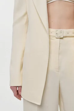 Norman Wide-leg Pant in Ivory Textured Linen Slub