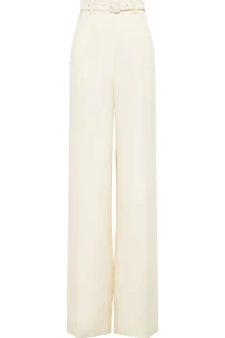 Norman Wide-leg Pant in Ivory Textured Linen Slub
