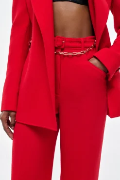 Norman Wide-leg Pant in Scarlet Red Virgin Wool Crepe
