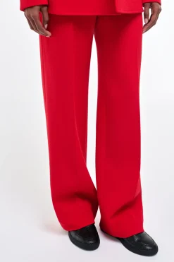Norman Wide-leg Pant in Scarlet Red Virgin Wool Crepe
