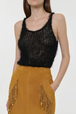 Nur Knit Tank Top in Black Silk Cashmere