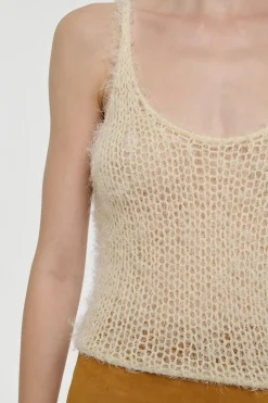 Nur Knit Tank Top in Off White Silk Cashmere