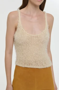 Nur Knit Tank Top in Off White Silk Cashmere