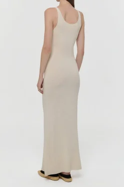 Nyra Knit Maxi Dress in Off White Mulberry Silk