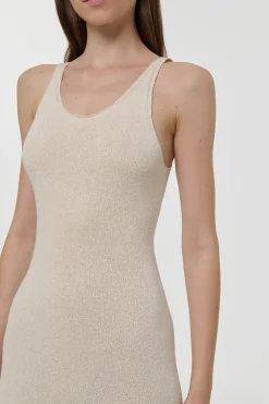 Nyra Knit Maxi Dress in Off White Mulberry Silk