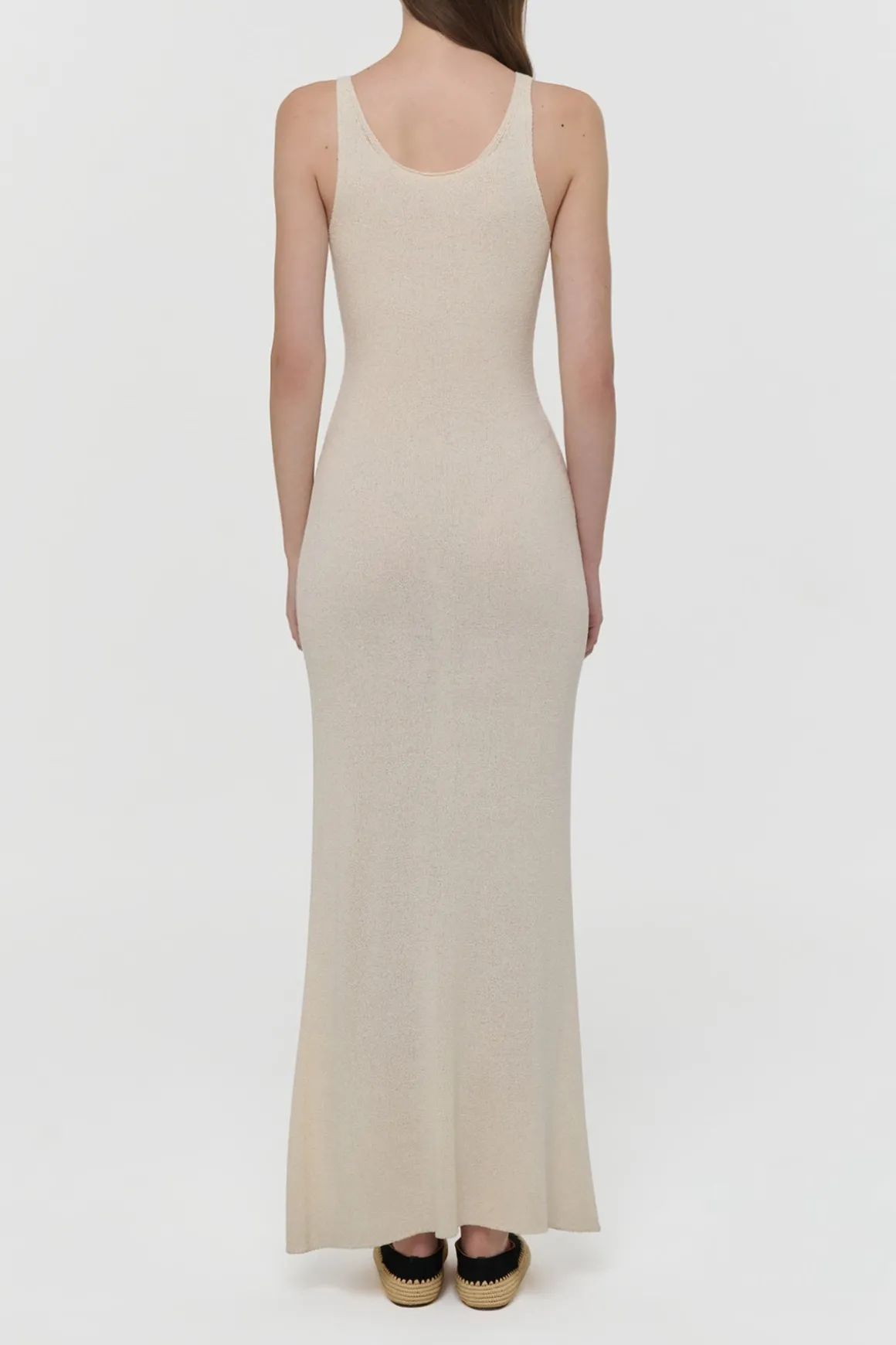 Nyra Knit Maxi Dress in Off White Mulberry Silk