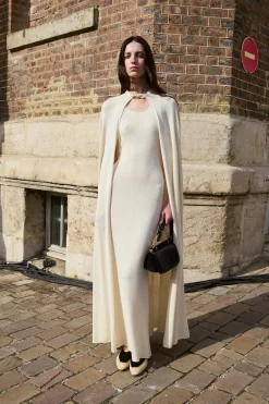 Nyra Knit Maxi Dress in Off White Mulberry Silk