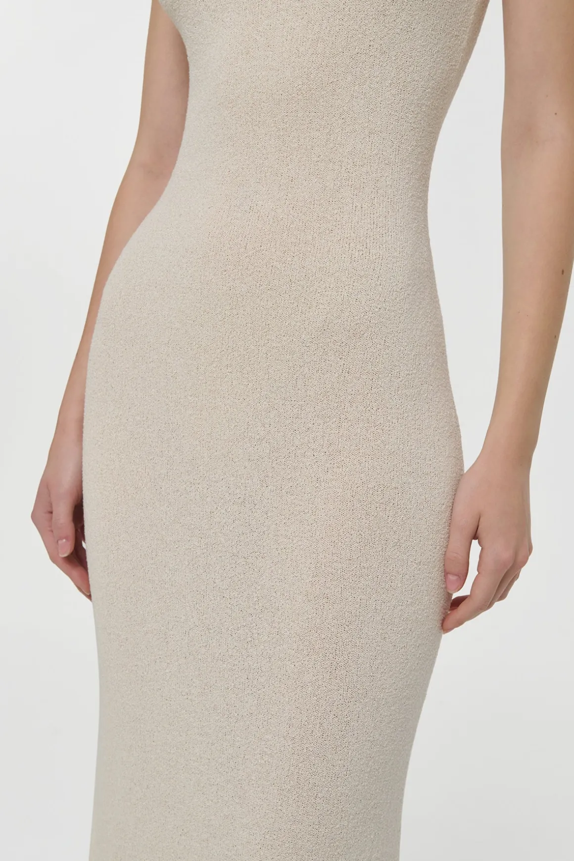 Nyra Knit Maxi Dress in Off White Mulberry Silk