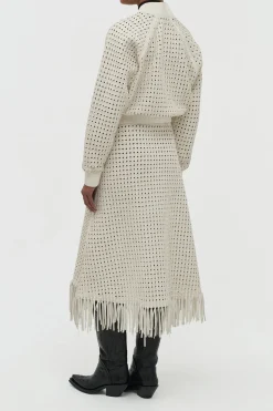 Odin Bomber Jacket in White Woven Leather