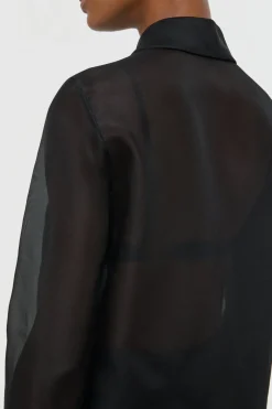 Oriana Lace Blouse in Black Silk Organza