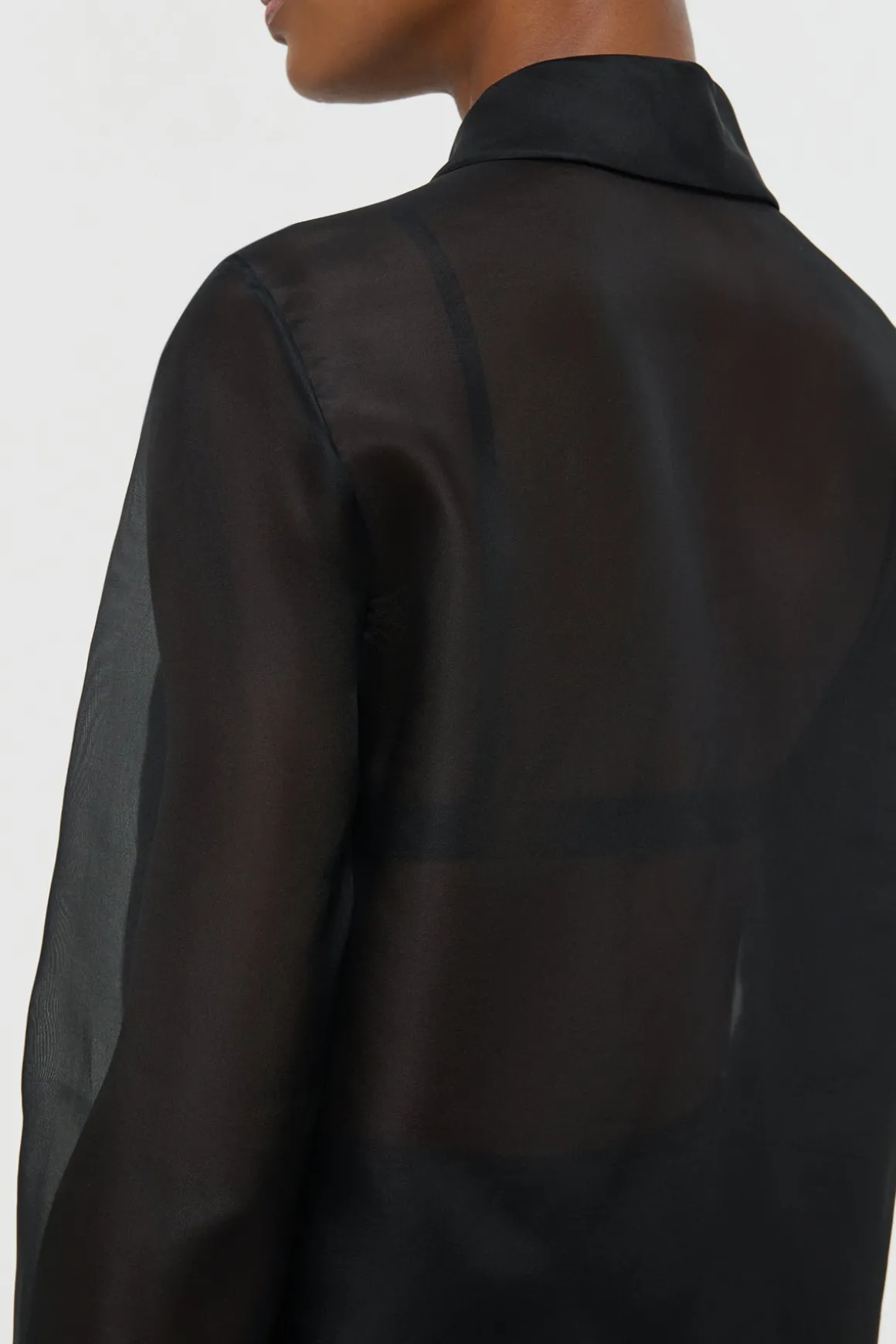 Oriana Lace Blouse in Black Silk Organza