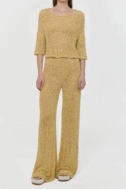 Oriel Knit Pant in Hay Silk Cashmere Linen