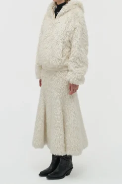 Orlando Hoodie in Ivory Silk Fur