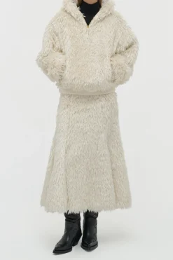 Orlando Hoodie in Ivory Silk Fur