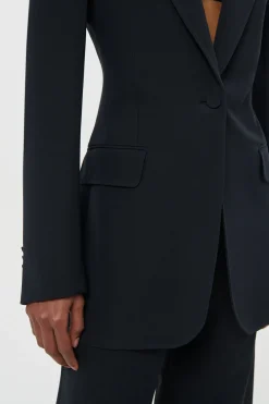 Orren Blazer in Black Silk Wool Cady