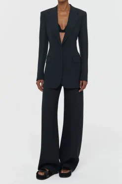 Orren Blazer in Black Silk Wool Cady