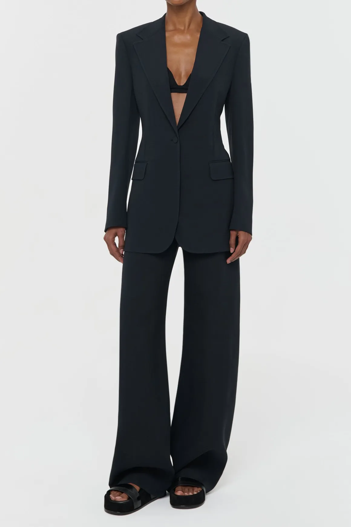 Orren Blazer in Black Silk Wool Cady