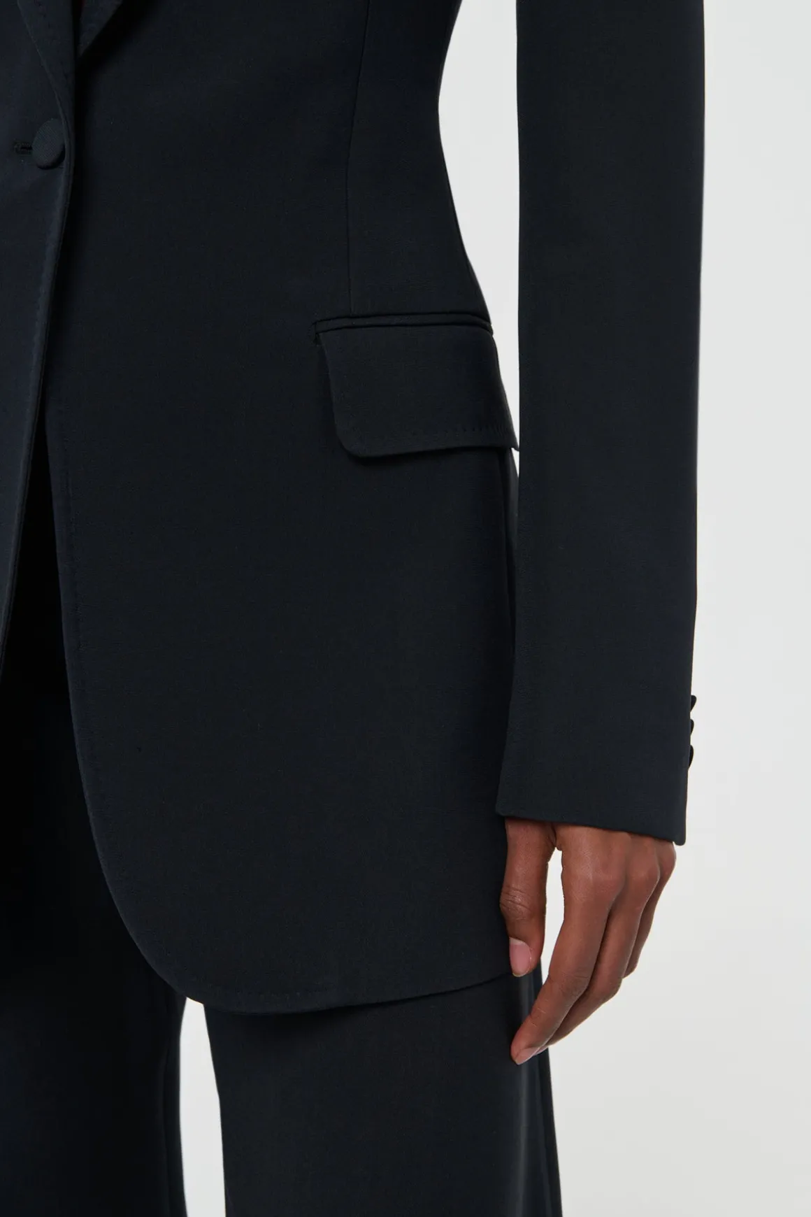 Orren Blazer in Black Silk Wool Cady