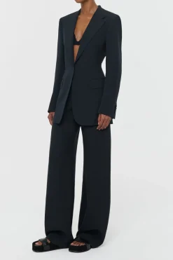 Orren Blazer in Black Silk Wool Cady