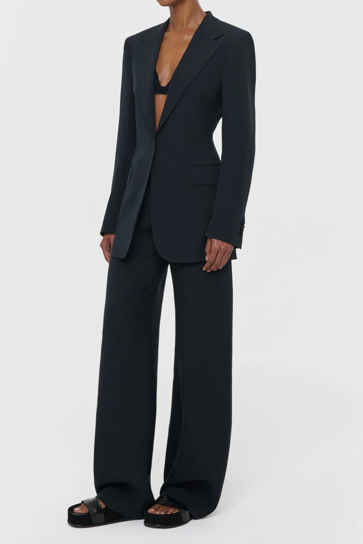 Orren Blazer in Black Silk Wool Cady