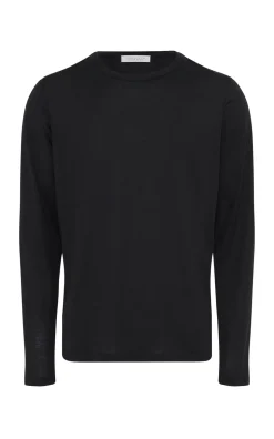Owen Long Sleeve T-Shirt in Black Cashmere Jersey