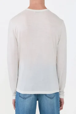 Owen Long Sleeve T-Shirt in Ivory Cashmere Jersey