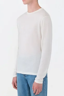 Owen Long Sleeve T-Shirt in Ivory Cashmere Jersey