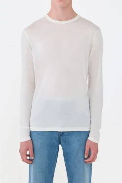 Owen Long Sleeve T-Shirt in Ivory Cashmere Jersey