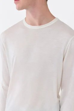 Owen Long Sleeve T-Shirt in Ivory Cashmere Jersey