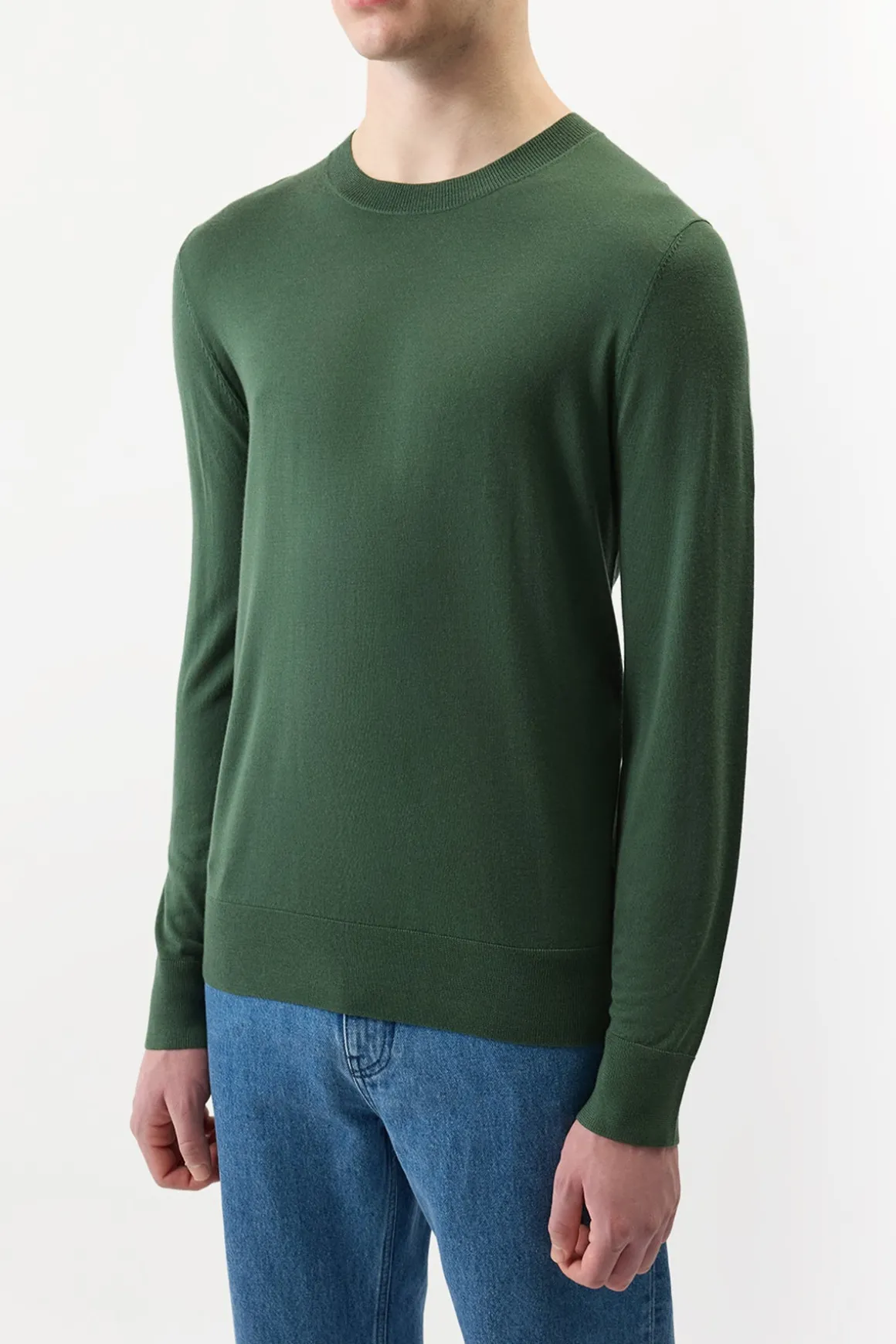 Palco Knit Sweater in English Green Merino Wool