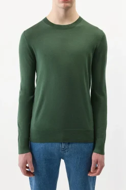Palco Knit Sweater in English Green Merino Wool