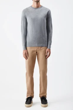 Palco Knit Sweater in Heather Grey Merino Wool