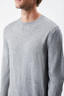Palco Knit Sweater in Heather Grey Merino Wool