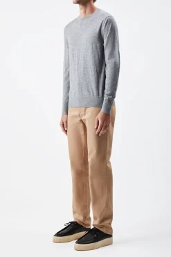 Palco Knit Sweater in Heather Grey Merino Wool