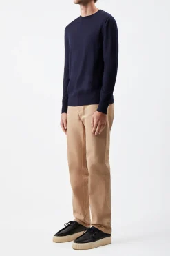 Palco Knit Sweater in Navy Merino Wool