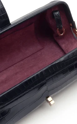 Paola Clutch in Black Crocodile Leather
