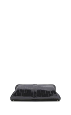 Paola Clutch in Black Crocodile Leather
