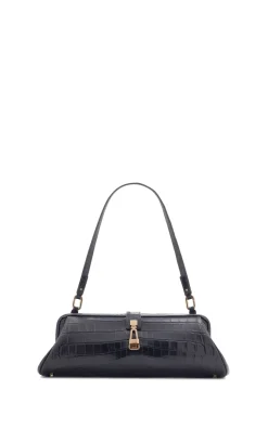 Paola Clutch in Black Crocodile Leather