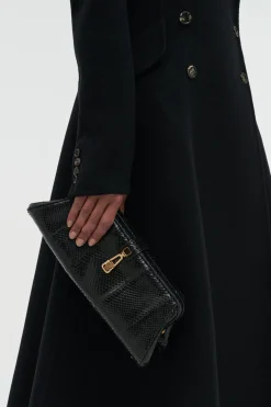 Paola Clutch in Black Snakeskin