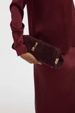 Paola Clutch in Bordeaux Suede