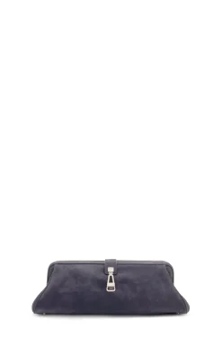 Paola Clutch in Dark Grey Suede