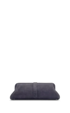 Paola Clutch in Dark Grey Suede