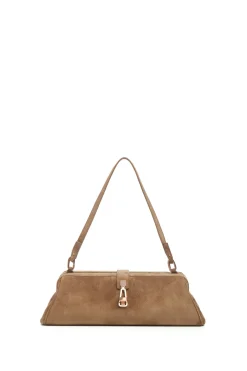 Paola Clutch in Dark Sand Suede