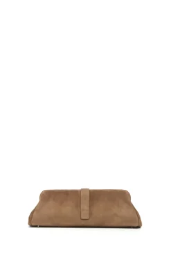 Paola Clutch in Dark Sand Suede