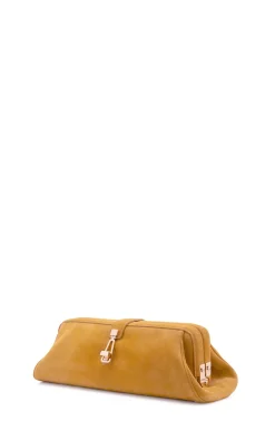 Paola Clutch in Golden Birch Suede