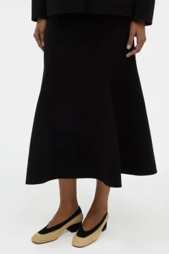 Patterson Midi Skirt in Black Double-face Recycled Cashmere