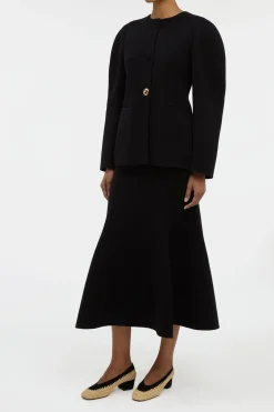 Patterson Midi Skirt in Black Double-face Recycled Cashmere