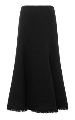 Patterson Midi Skirt in Black Virgin Wool Cashmere