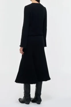 Patterson Midi Skirt in Black Virgin Wool Cashmere